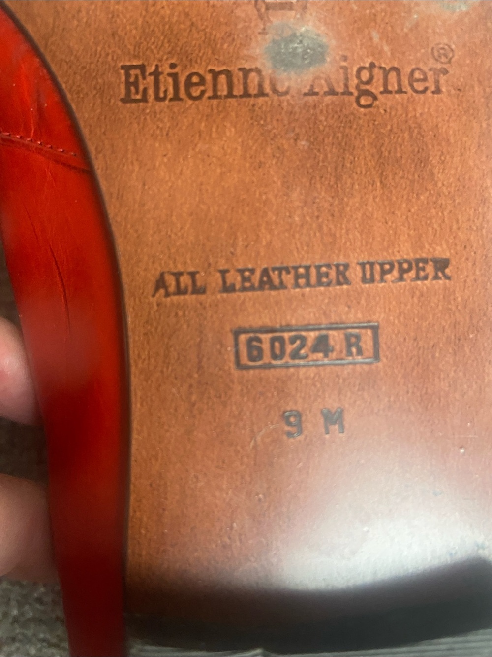 Etienne Aigner Womens Red Leather Slip-On Loafers with Gold Emblem 9 - Picture 4 of 12